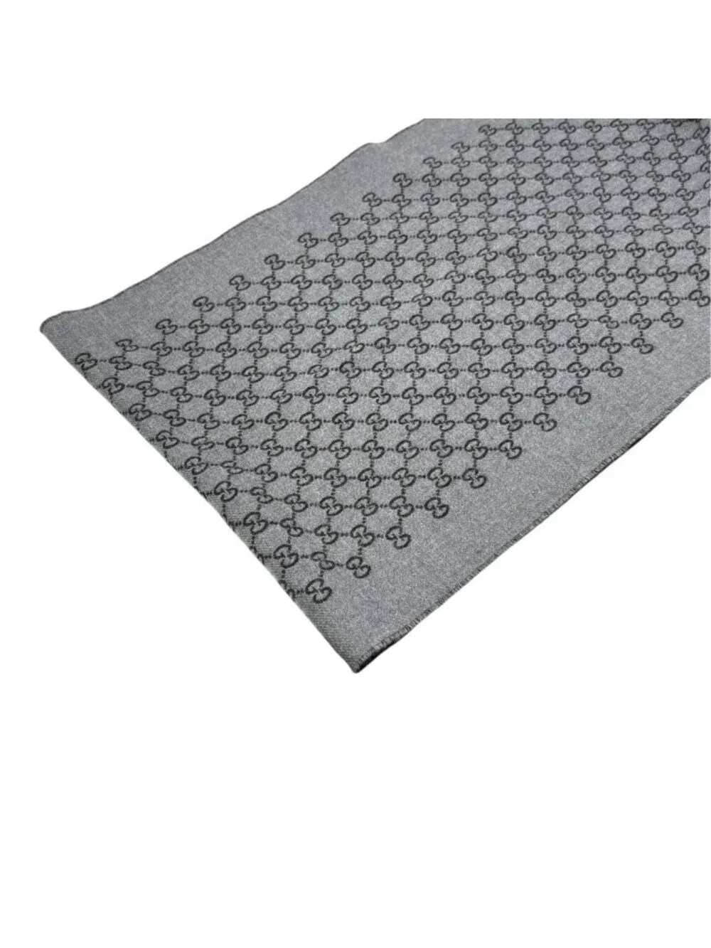 Gucci Double Jacquard GG Wool Scarf 33 175 Dark Gray Black